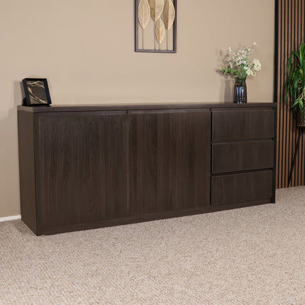 Dressoir melamine donker walnoot 200cm Cassie