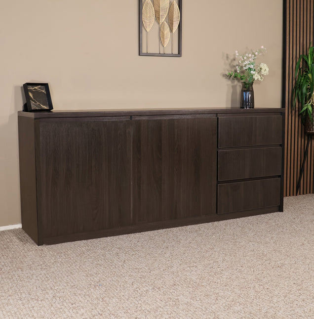 Dressoir melamine donker walnoot 200cm Cassie