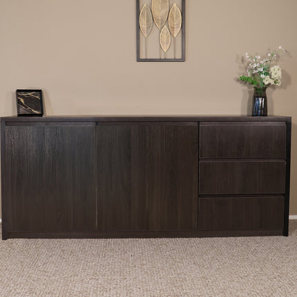 Dressoir melamine donker walnoot 200cm Cassie