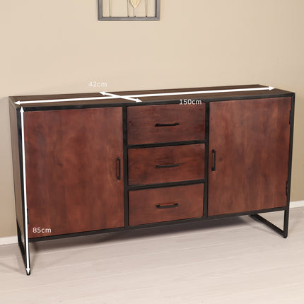 Dressoir mangohout 150cm walnoot bruin Daan
