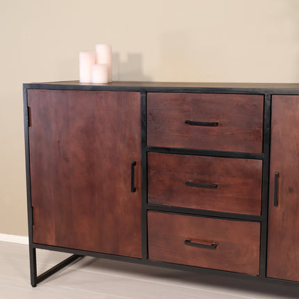 Dressoir mangohout 150cm walnoot bruin Daan