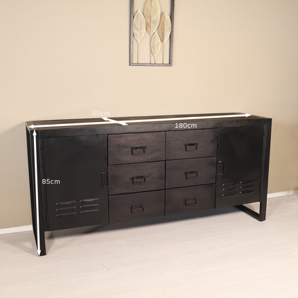 Dressoir mangohout 180cm zwart Jazzy