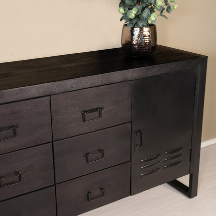 Dressoir mangohout 180cm zwart Jazzy
