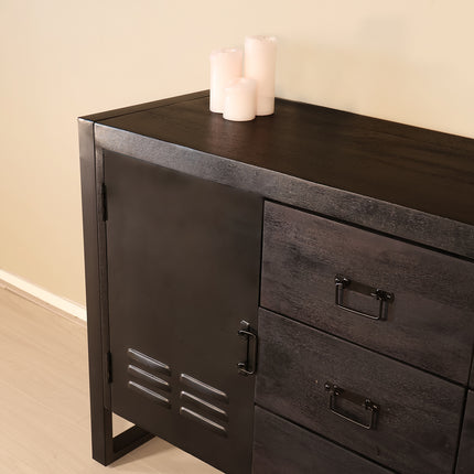 Dressoir mangohout 180cm zwart Jazzy