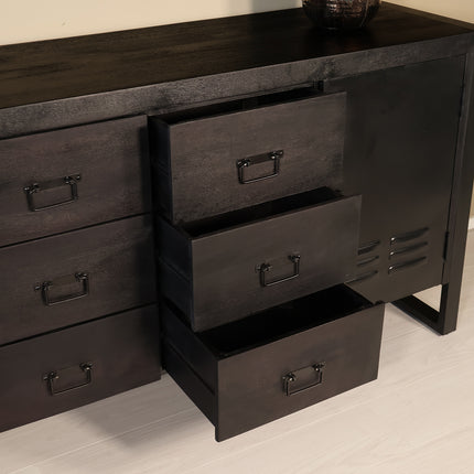 Dressoir mangohout 180cm zwart Jazzy