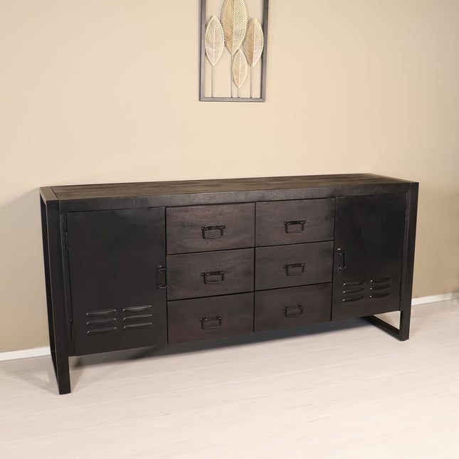 Dressoir mangohout 180cm zwart Jazzy