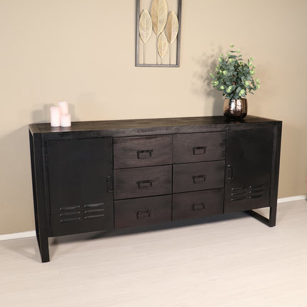 Dressoir mangohout 180cm zwart Jazzy