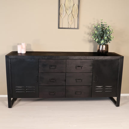 Dressoir mangohout 180cm zwart Jazzy