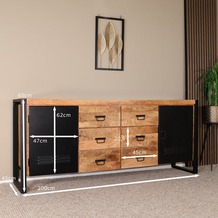 Dressoir mangohout 200cm bruin Jazzy