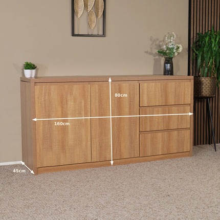 Dressoir melamine lichtbruin 160cm Cassie