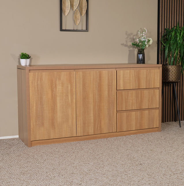 Dressoir melamine lichtbruin 160cm Cassie