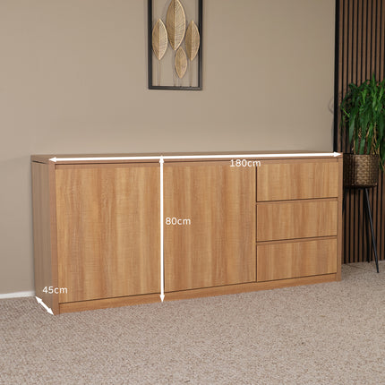 Dressoir melamine lichtbruin 180cm Cassie