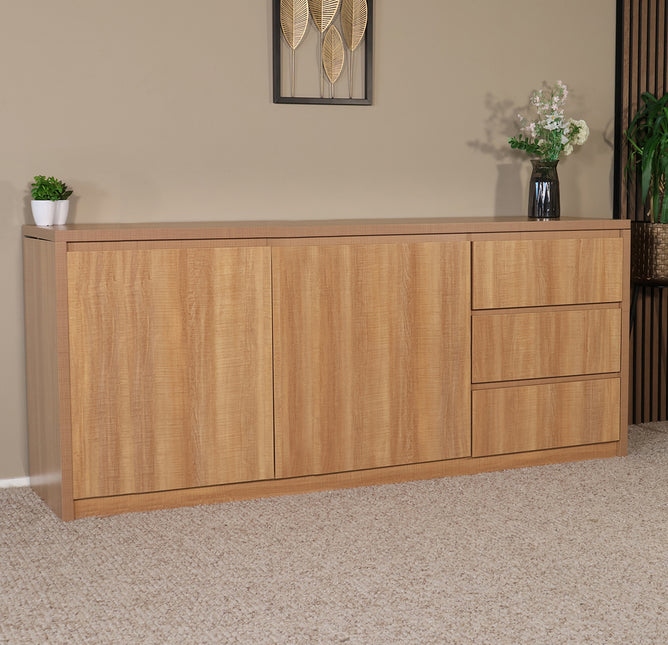 Dressoir melamine lichtbruin 200cm Cassie