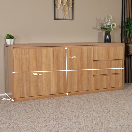 Dressoir melamine lichtbruin 200cm Cassie