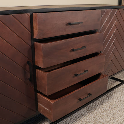 Dressoir visgraat mangohout 180cm walnoot Cody