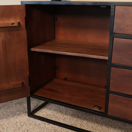 Dressoir visgraat mangohout 180cm walnoot Cody