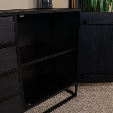 Dressoir visgraat mangohout 180cm zwart Cody