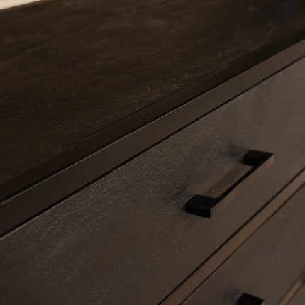 Dressoir visgraat mangohout 180cm zwart Cody