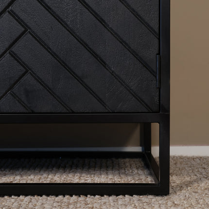 Dressoir visgraat mangohout 180cm zwart Cody