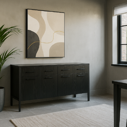 Dressoir melamine zwart 180cm Alex