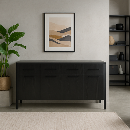 Dressoir melamine zwart 180cm Alex