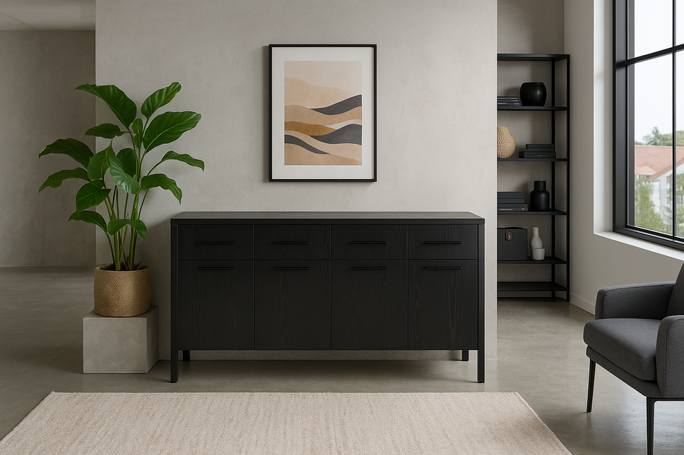 Dressoir melamine zwart 180cm Alex