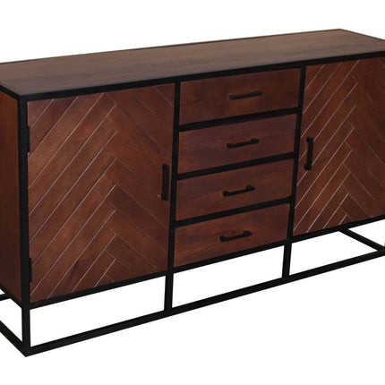 Dressoir visgraat mangohout 180cm walnoot Cody