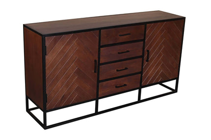 Dressoir visgraat mangohout 180cm walnoot Cody