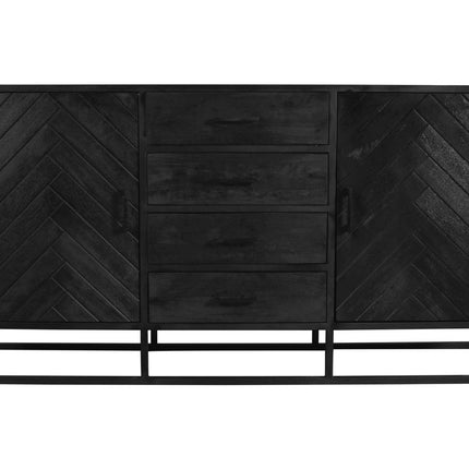 Dressoir visgraat mangohout 160cm zwart Cody