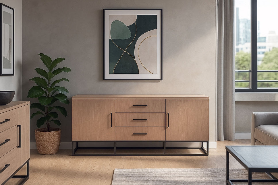 Dressoir melamine lichtbruin 180cm Hazel