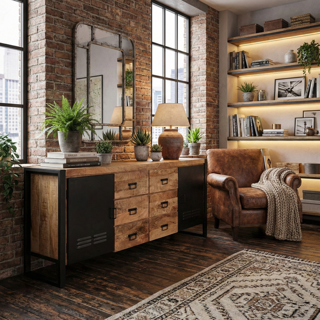 Dressoir mangohout 180cm bruin Jazzy