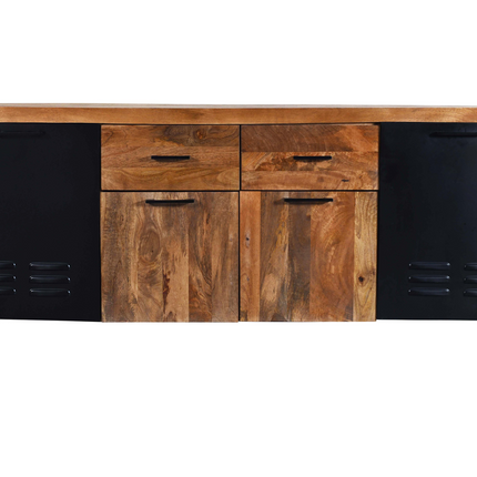 Dressoir mangohout Nora bruin zwart industrieel 200cm