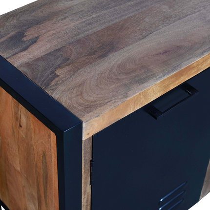 Dressoir mangohout Nora bruin zwart industrieel 200cm