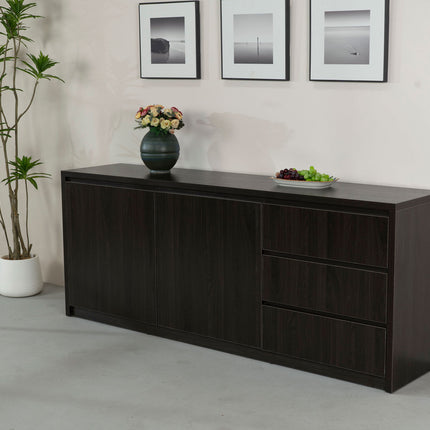 Dressoir melamine donker walnoot 200cm Cassie