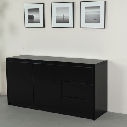 Dressoir melamine zwart 160cm Cassie