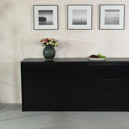 Dressoir melamine zwart 180cm Cassie