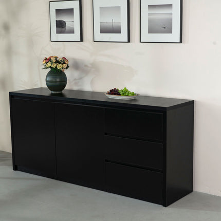 Dressoir melamine zwart 180cm Cassie