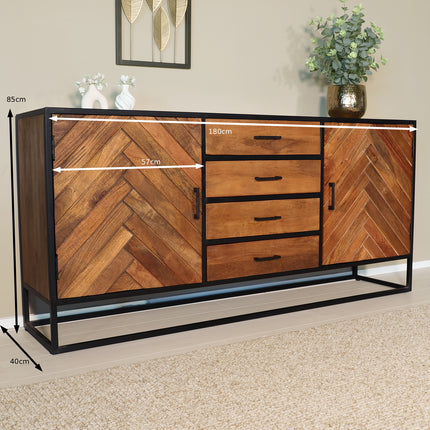 Dressoir visgraat mangohout 180cm bruin Cody