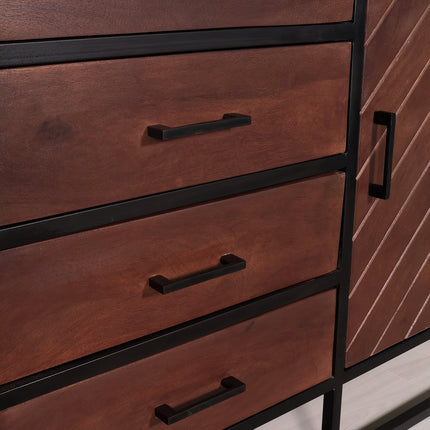 Dressoir visgraat mangohout 160cm walnoot Cody