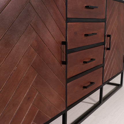 Dressoir visgraat mangohout 160cm walnoot Cody