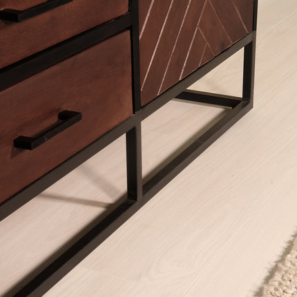 Dressoir visgraat mangohout 160cm walnoot Cody