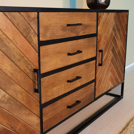 Dressoir visgraat mangohout 180cm bruin Cody