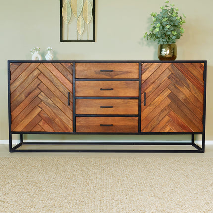 Dressoir visgraat mangohout 180cm bruin Cody