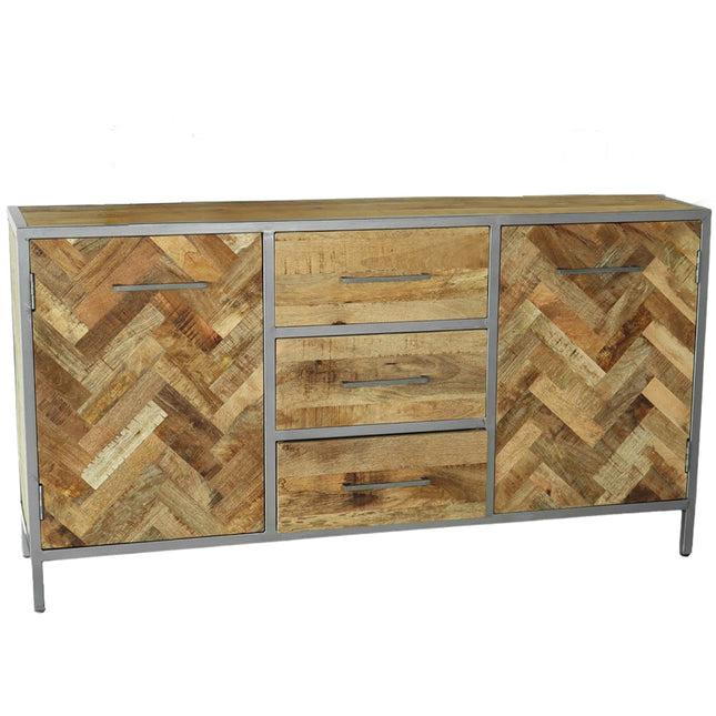 Dressoir visgraat mangohout 160cm lichtbruin Sofia