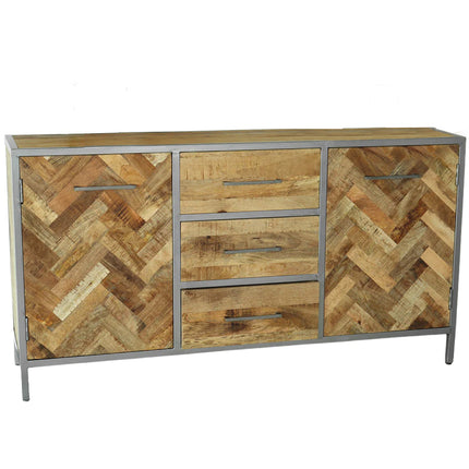 Dressoir visgraat mangohout 160cm lichtbruin Sofia