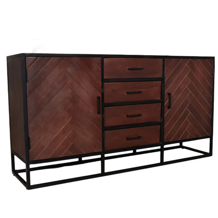 Dressoir visgraat mangohout 160cm walnoot Cody