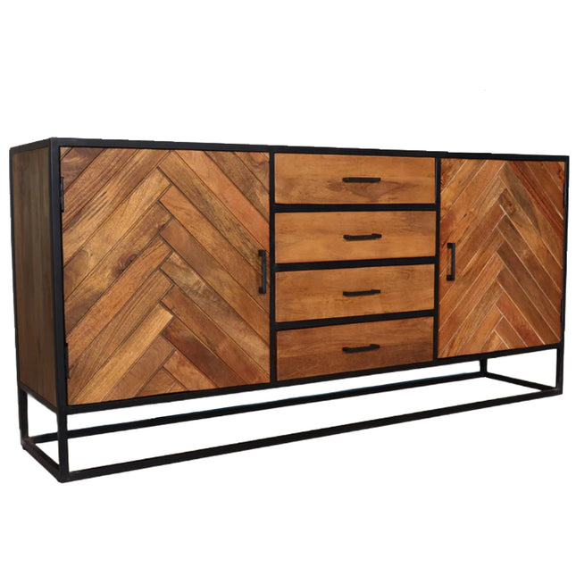 Dressoir visgraat mangohout 180cm bruin Cody