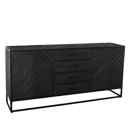 Dressoir visgraat mangohout 180cm zwart Cody