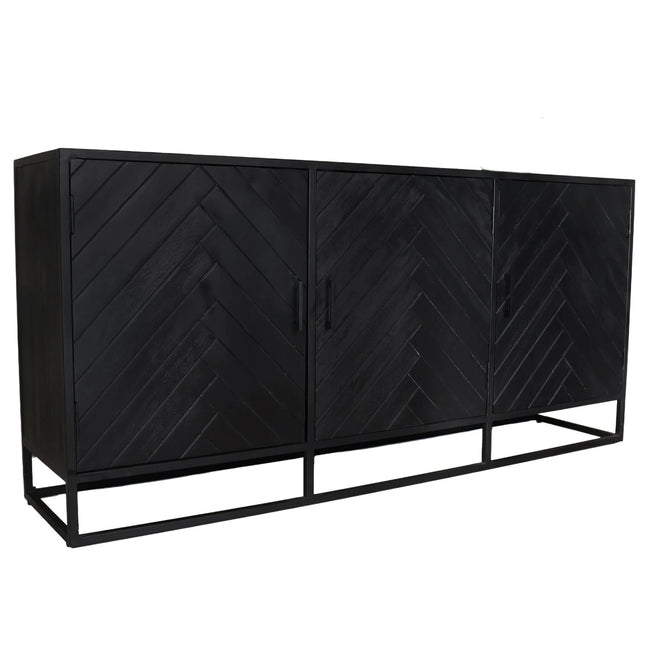 Dressoir visgraat mangohout 180cm zwart Lita