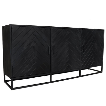 Dressoir visgraat mangohout 180cm zwart Lita
